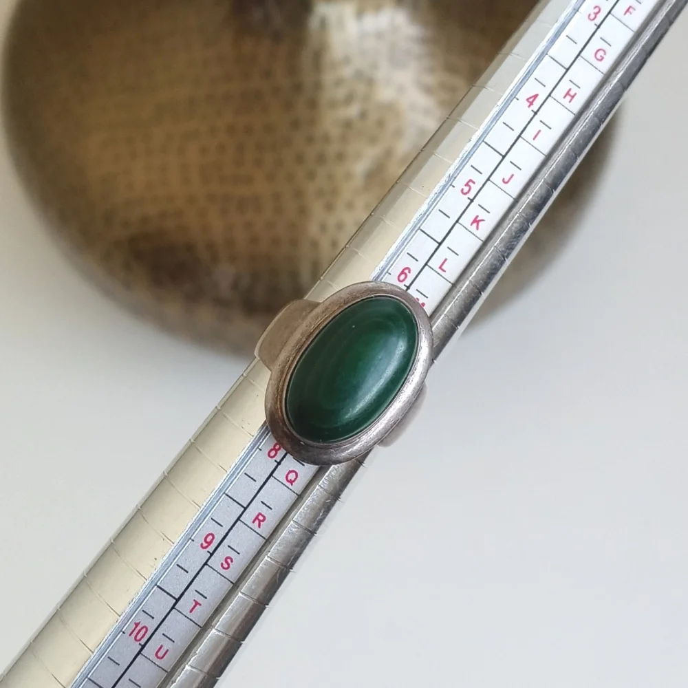 Antique 925 Green Malachite Gemstone Ring Sterling Silver From India *Unique